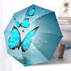 Blue Butterfly Wall Sticker, Sparkling Butterflies Home Decor Art MuralUmbrella, Cute Umbrella with Cute Design, Portable 3-Fold Compact Umbrella for