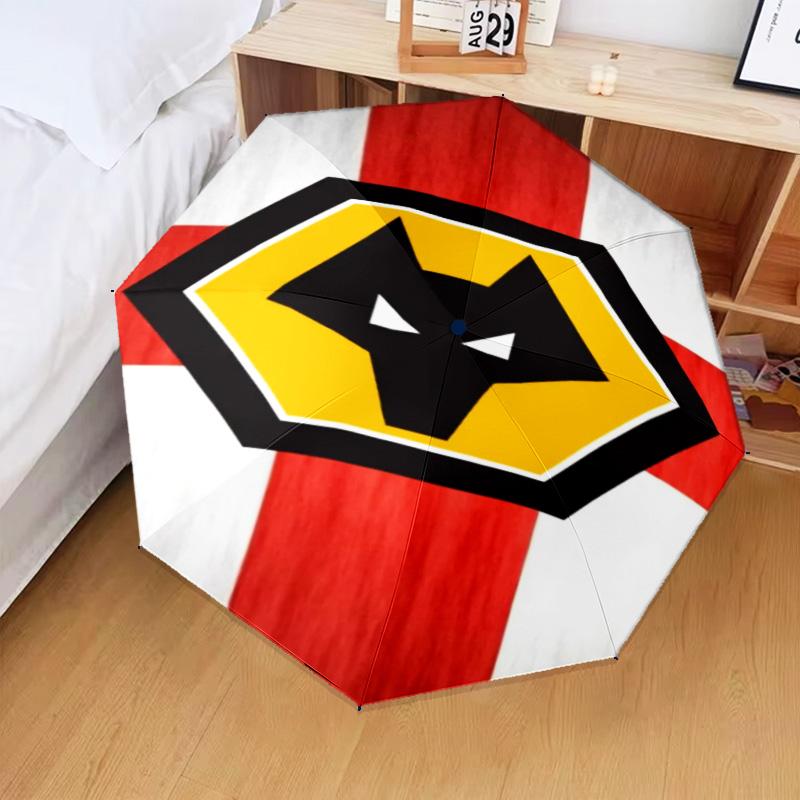1PC Wolves Team Emblem Printed Umbrella Folding Umbrella, Automatic Umbrella 8-Frame for Travel, Camping Fan Gifts Christmas Gifts