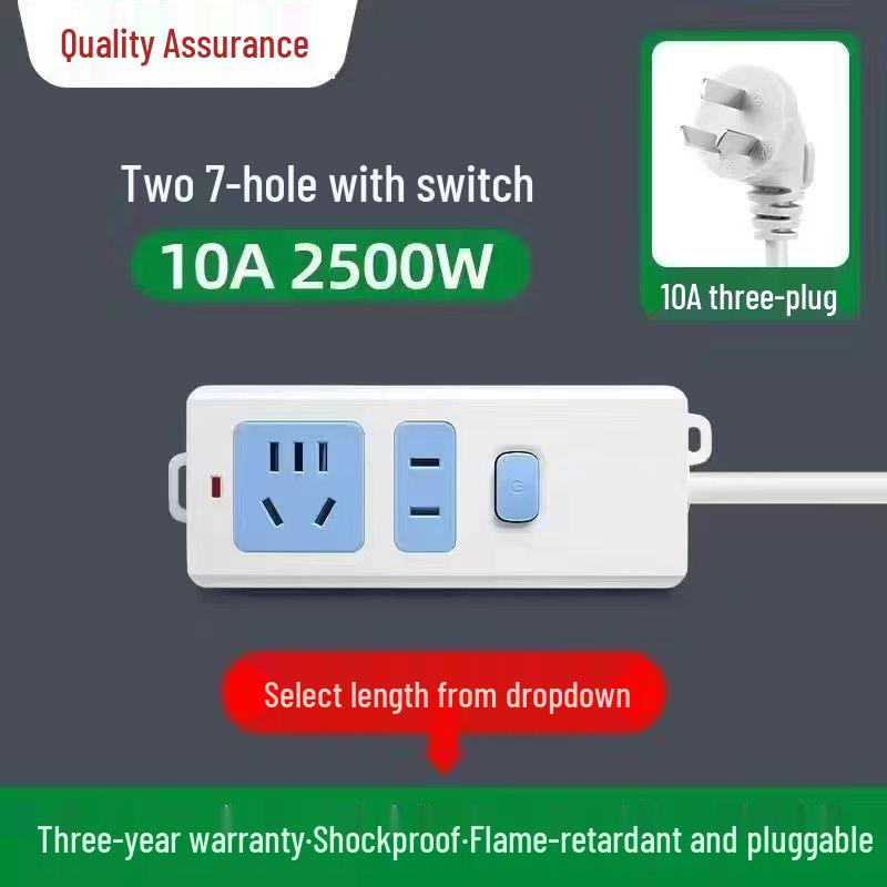 Genuine Pure Copper Wireless Power Strip Extension Cord for Household or Dormitory Use.