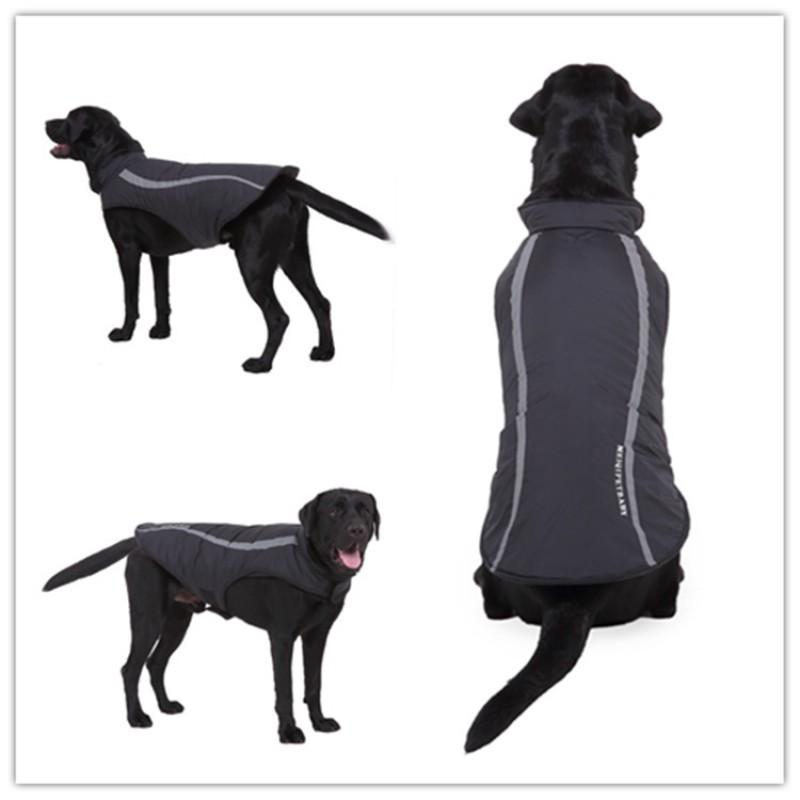 Large Dog Winter Coat With Reflective Trim Cotton Hooded Jacket Breeds Outdoor Wear