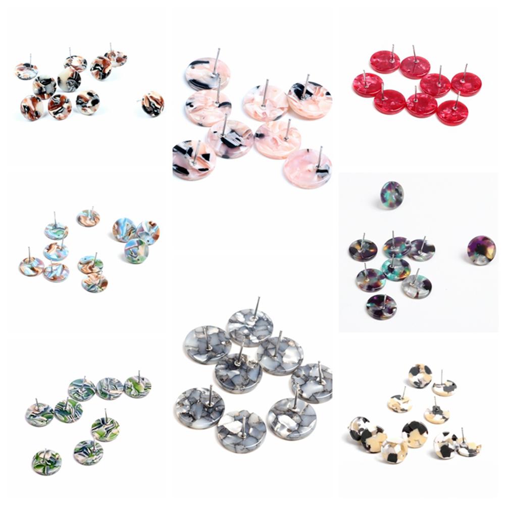 Neue Mode, Schildpatt-Steckohrringe, Acetat-Acryl-Steckohrringe für Damen, Runde Kreisstecker, Boho, Ohrring-Komponenten, 15mm