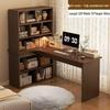 Compact Corner Computer Desk with Integrated Bookshelf & Vanity for Bedroom or Home Office