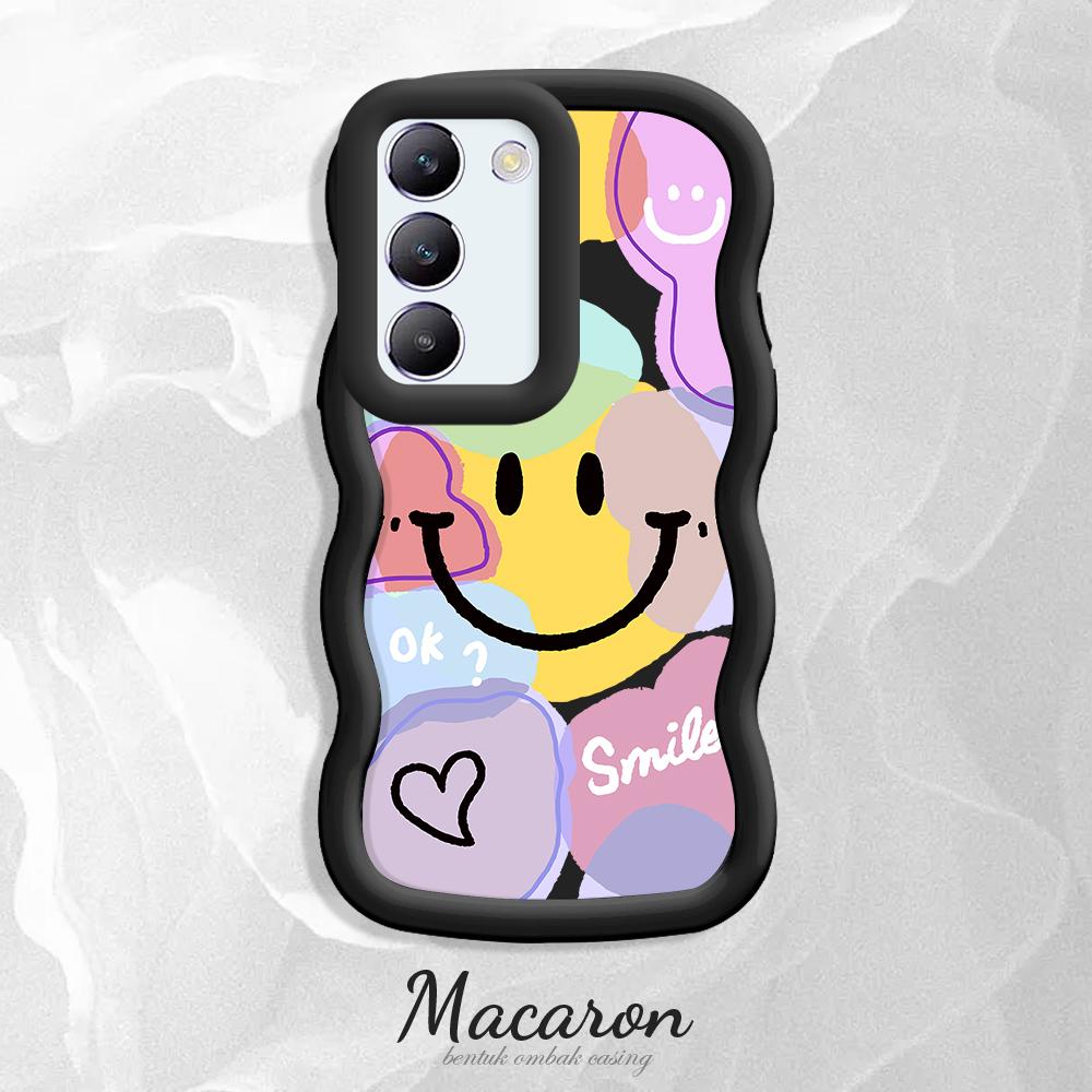 

Окрашенный узор Big Wave Edge Мягкий силиконовый материал Macaron чехол для телефона противоударный защитный резиновый чехол для OnePlus Vivo Motorola Moto OnePlus Nord 4 чёрный