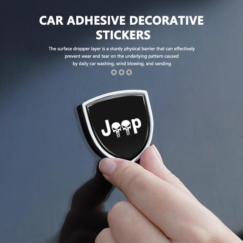 Car Personalized Decor Sticker Silver Shield Shape Emblem For Jeep Cherokee Patriot Liberty Wrangler JK JL Commander ALZ1