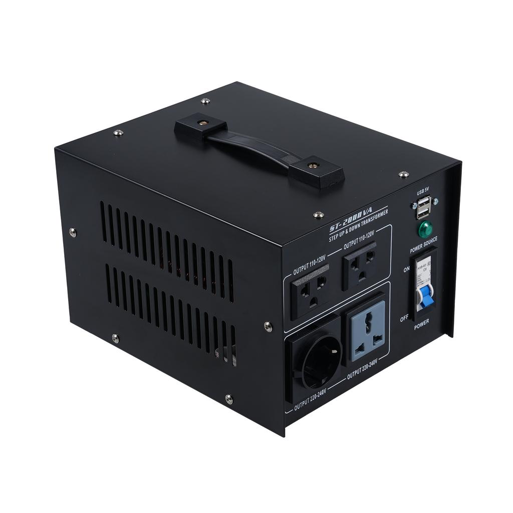 2000W Voltage Step Up Down Converter Power Converter 220V to 110V 2x USB Ports High Efficiency Good Heat Dissipation for Laptop, Mobile Ph