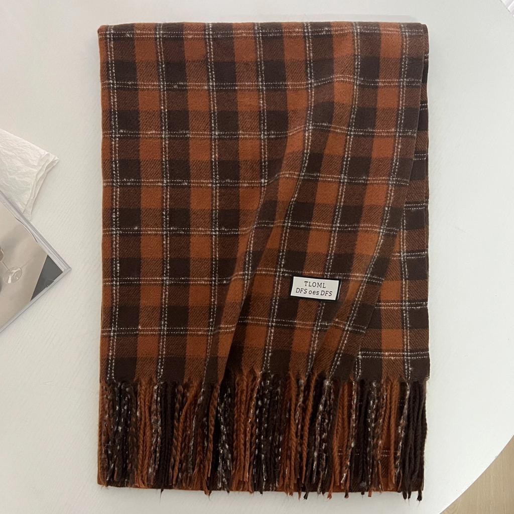 Clearance new imitation cashmere plaid scarf women's autumn and winter atmosphere warm scarf British style gift for girlfriends