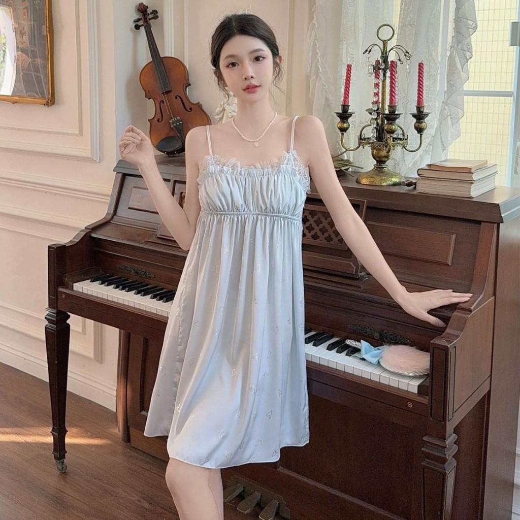 Chemise da notte senza maniche da donna effetto seta pura con tessuto fresco e morbido per dormire