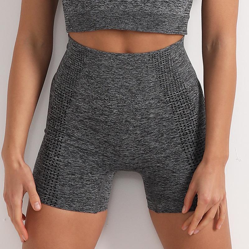 Summer High-Waisted Seamless Yoga Shorts for Running and Fitness