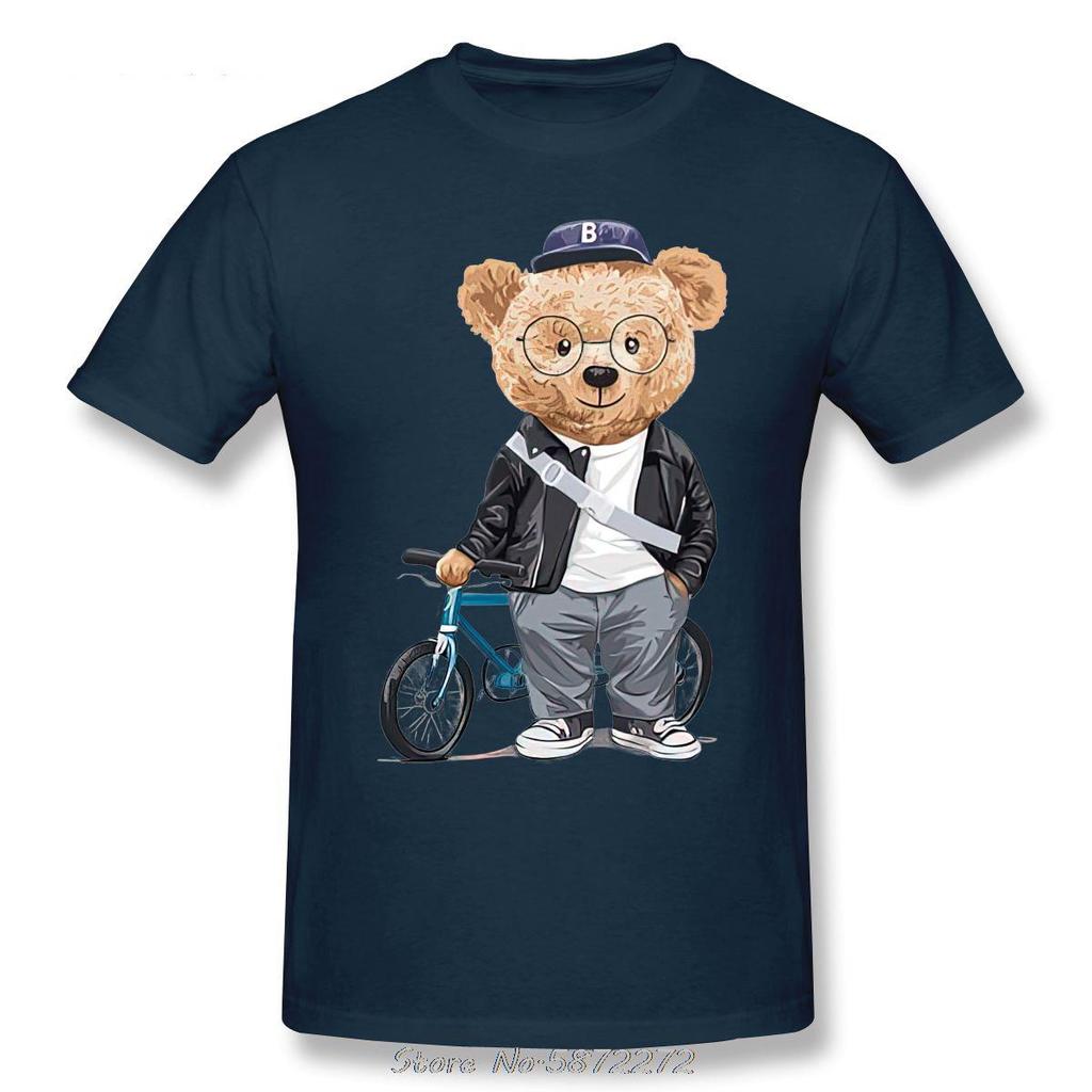 Cycling Teddy Bear T Shirt Casual Manunisex T-Shirt Anime Short Sleeve Cotton Tshirt Top Tees Harajuku Sweatshirt Clothes