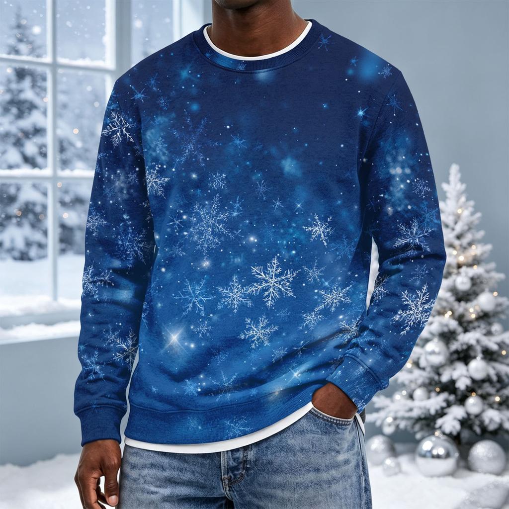 Sweatshirt à col rond sans capuche pour homme, Haut pull décontracté pour les fêtes de fin d'année