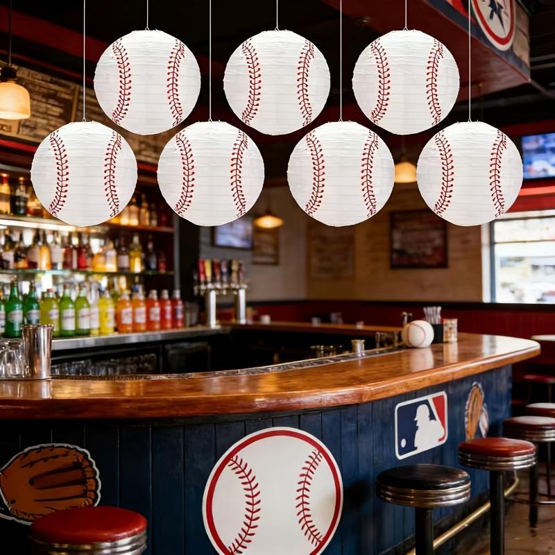 15/30pcs 8-inch Baseball Paper Lanterns Shop Window Decor for Baseball Party Sports Event Decoration Paper Lanterns & Lampshades