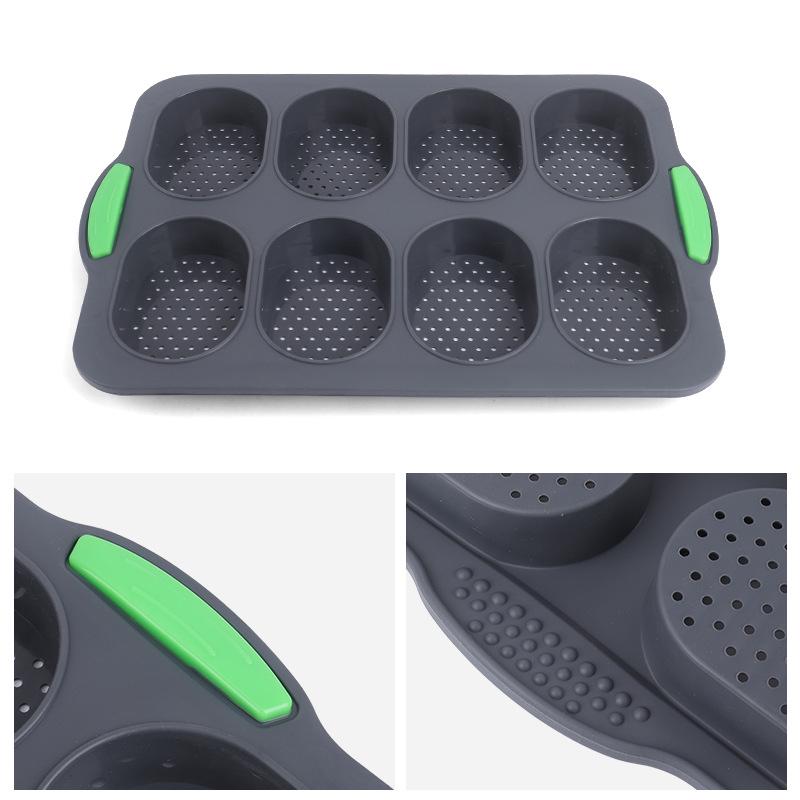 Non-Stick 8-Cavity Silicone Mold for French Mini Baguettes - Easy Demolding, Food-Grade Baking Tool