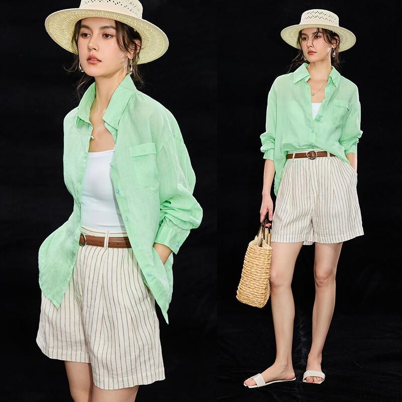 Wudao 100% Ramie Lightweight Lapel Shirt L