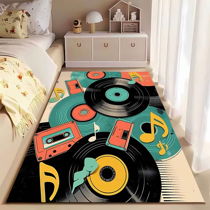 Retro Vinyl Records Design Carpet suitable as a non-slip mat for the living room or bedroom sofa