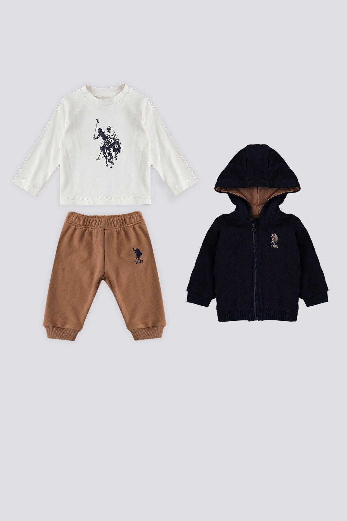 

НАС. Polo Assn, темно-синий комплект из 3 предметов на молнии для малышей