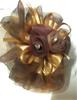Women Fashion Satin Ribbon Silk Flower Crystal Hair Claw Decor Elastic Ponytail Holder Hair Band Accessories for Christmas