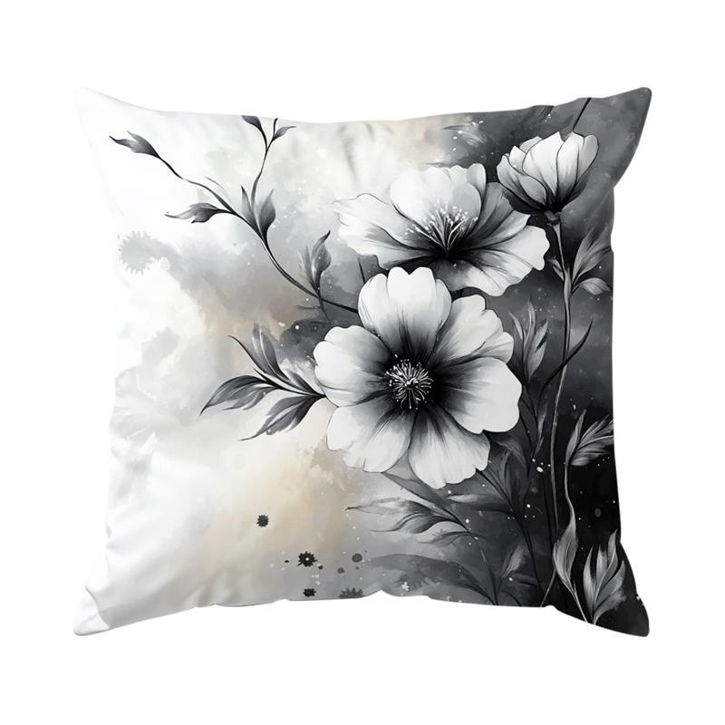 

Декор для дома Черно-белые Цветочные узоры Наволочки Узорчатая наволочка Подходит для Дивана Спальни Автомобиля Наволочка 16x16Inch