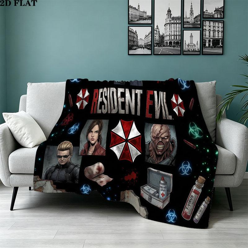 1PC Resident Evil Patterned Flannel Blanket Suitable For All Seasons For Home Decor Warmth And Comfort Gifts Holiday Present