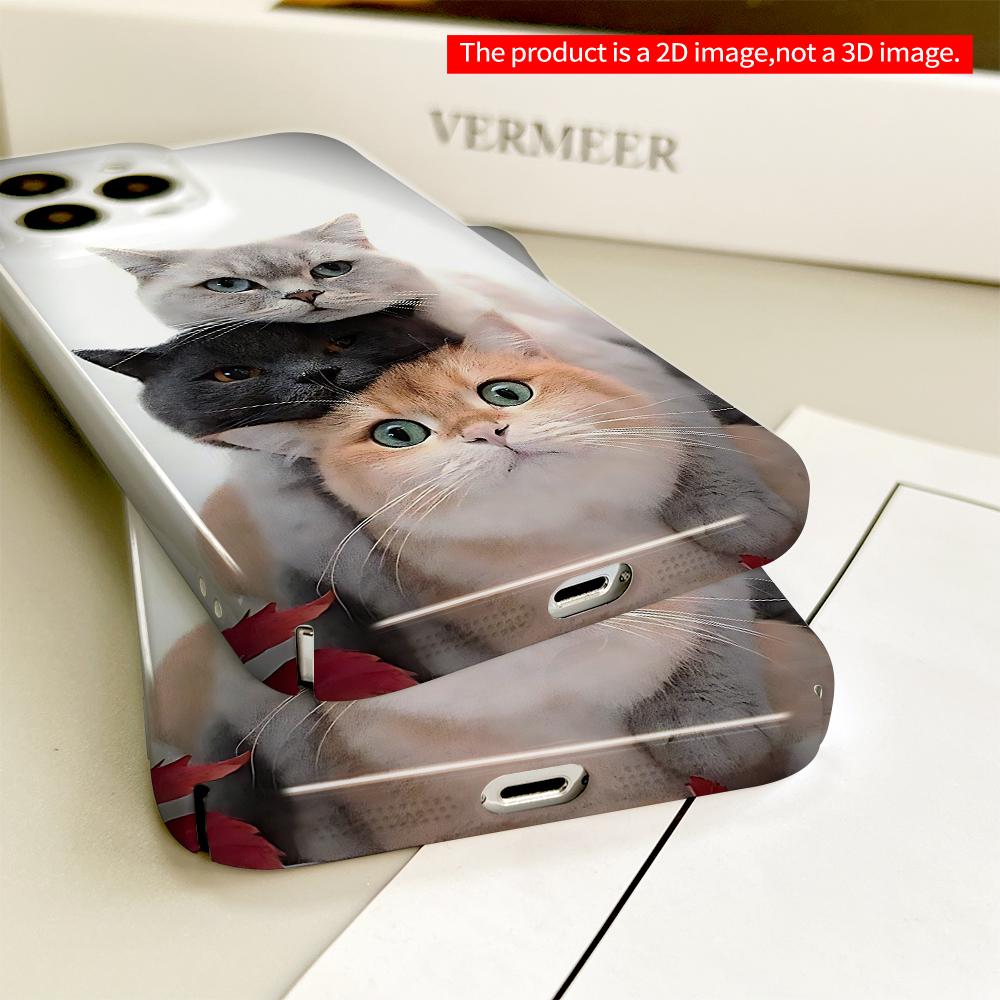 Three Cats Stacked Wall Art Phone Case All Inclusive Film Hard Phone Case, Compatible with iPhone 18 Pro Max 17 16 15 14 13 12 11