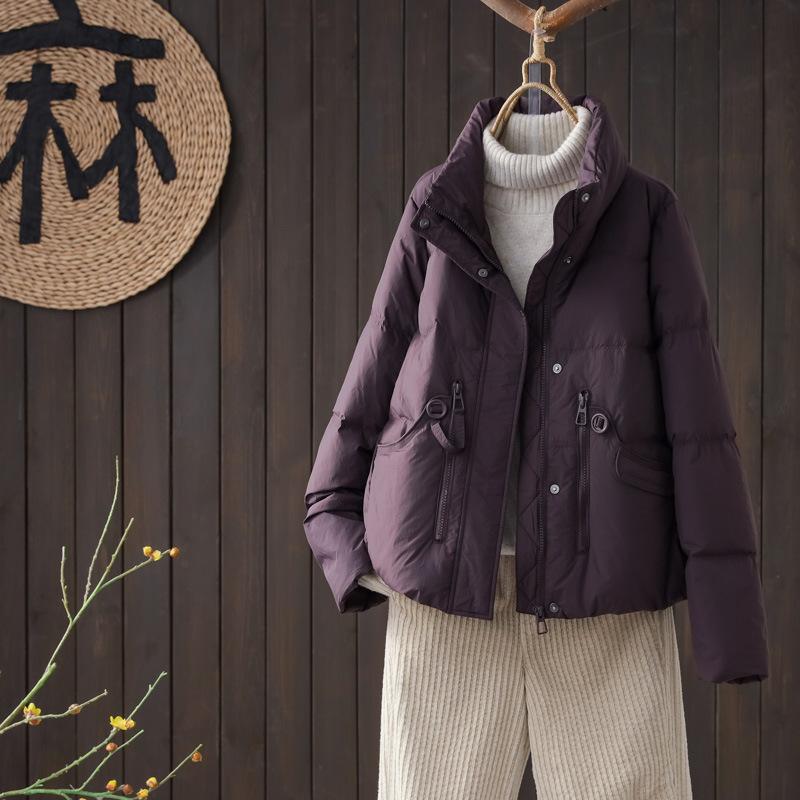 Autumn and winter warm down jackets women's fashion and thin small European station white duck down short coat tide