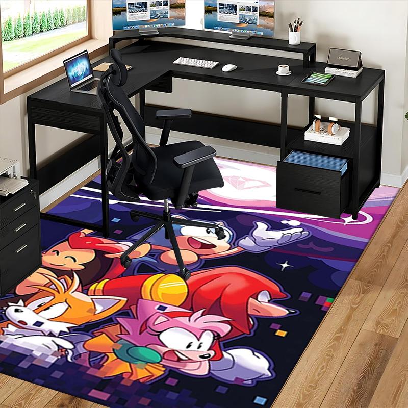 1pc Sonic the Hedgehog & Friends Chair Mat - Anime Cartoon Design, Non-Slip Carpet for Office and Home Decor, Suitable for All Seasons.O085