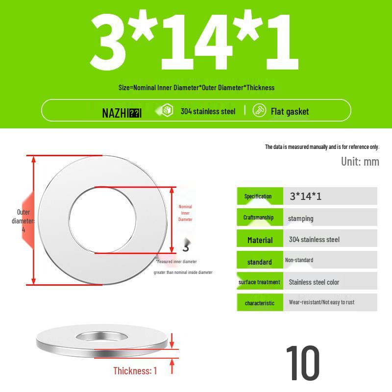 Thickened 304 Stainless Steel Flat Washer Spacer (M4-M8)