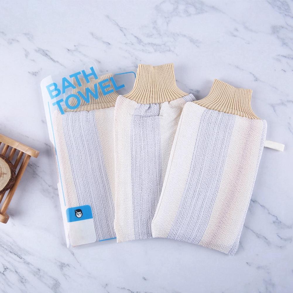 Cotton Bath Towels for Men and Women Vertical Pattern Bath Glove Scrub Towel