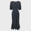 Women's Retro Polka Dot Chiffon Fishtail Dress - Black French Style