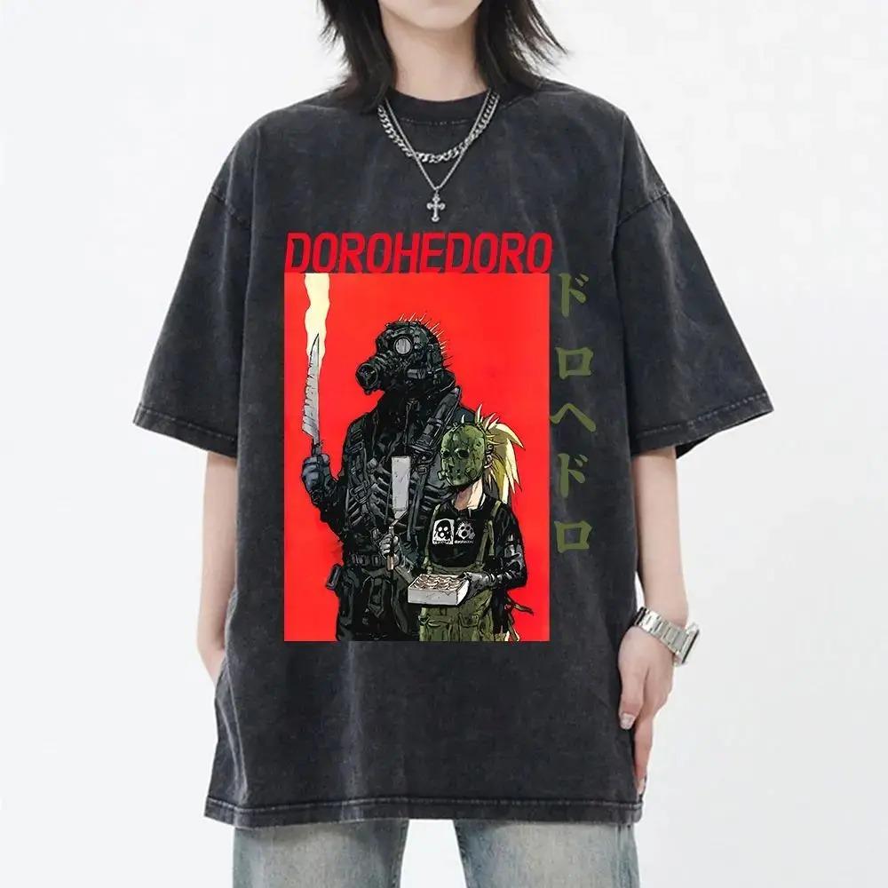 New Arrival Mens Clothes Tee Shirt Homme Graphic T-Shirts Men Tshirt Japanese Anime Dorohedoro Kaiman Vintage Washed