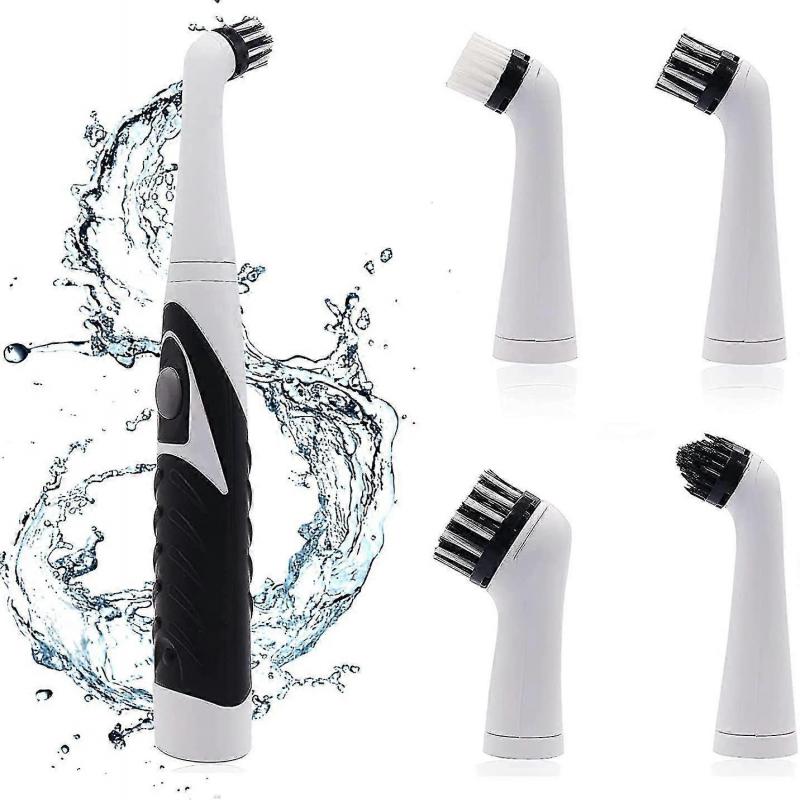 Cleaning Brushes,electric Cleaning Brush,bathroom Cleaning Brush With 4 Replaceable Heads,cleaning Kit For Kitchen,bathtub,tile,sink,wall,window