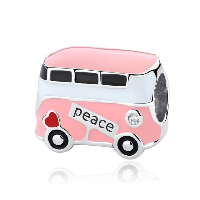 Original 925 Sterling Silver Charm Bead Travel London Bus Motorcycle Suitcase Charms Fit Fashion Bracelets Women Diy Jewelry