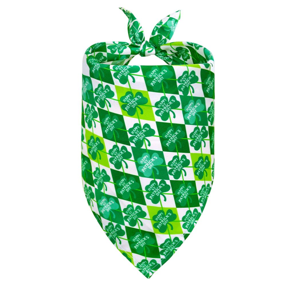 St Patricks Day Pet Bibs Adjustable Clover Pet Triangular Bandanas Creative Neckwear Gift for Small To Medium-Sized Pets