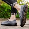Spring and summer fashion breathable linen toe men's shoes, cow tendon soles, middle-aged and elderly dad shoes, a foot lazy beanie shoes