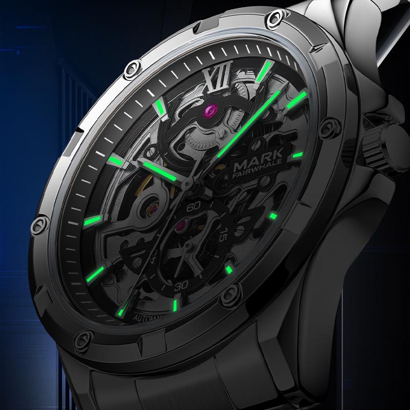 Mark Fairwhale Waterproof Luminous Double-Sided Skeleton Automatic Mechanical Watch
