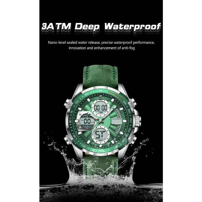 POEDAGAR Luxury Men Watch Luminous Week Date Digital LED Quartz Clock Alarm Dual Time Display Electronic Watches