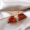 Maillard coffee color geometric earrings 2025 light luxury high-end temperament stud earrings niche retro style earrings