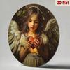 Valentine's Day Angel Metal Wall Art, Glowing Heart Wings Aluminum Sign