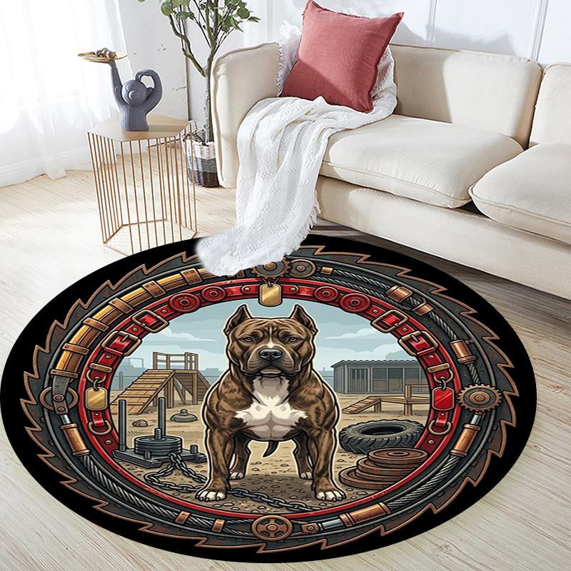 Mechanical Dog Strength Round Area Rug Under Office Chairs Bedroom Living Room Home Decor