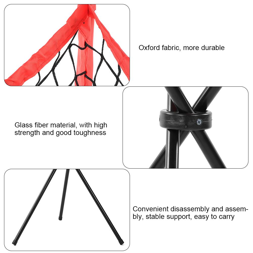 Triangular Net Bag Portable Baseball Softball Batting Practice Tripod Ball Rack Red
