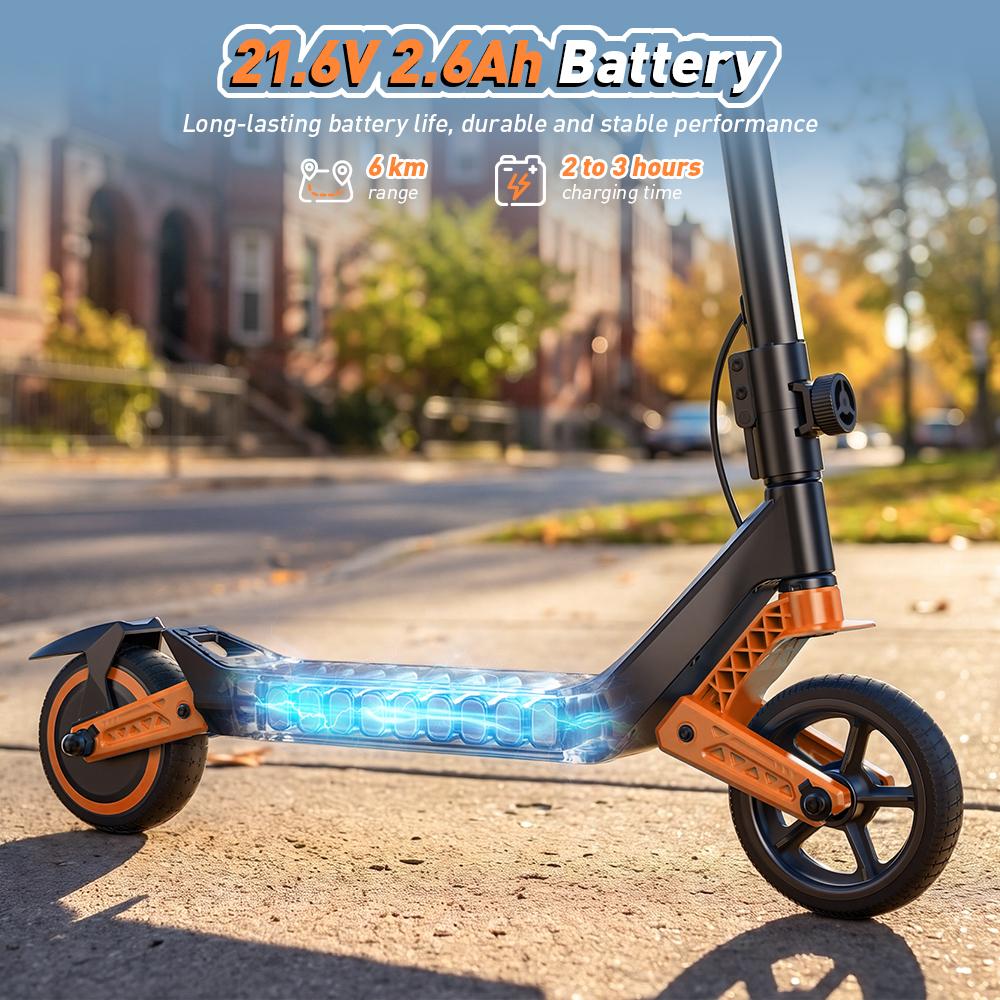 K6 Kids Electric Scooter 150W 2.6Ah 6.5'' Solid Tires Bluetooth Speaker LED Lights Foldable & Height Adjustable 16KM/H Max Speed 7-9KM Range for kids