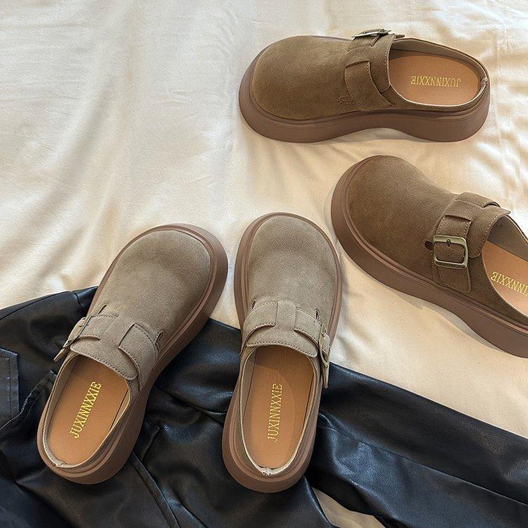 [Youshilai] Baotou platform loafers women's spring 2025 new fashion outer wear high-end sense one pedal