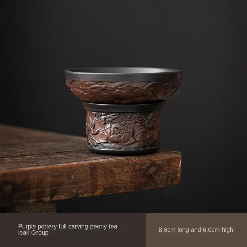 

Purple Pottery Tea Funnel Tea Strainer Tea Filter Pitcher Ceramic Tea Infuser Dense Filter Screen Tea Ceremony Utensils Creative
