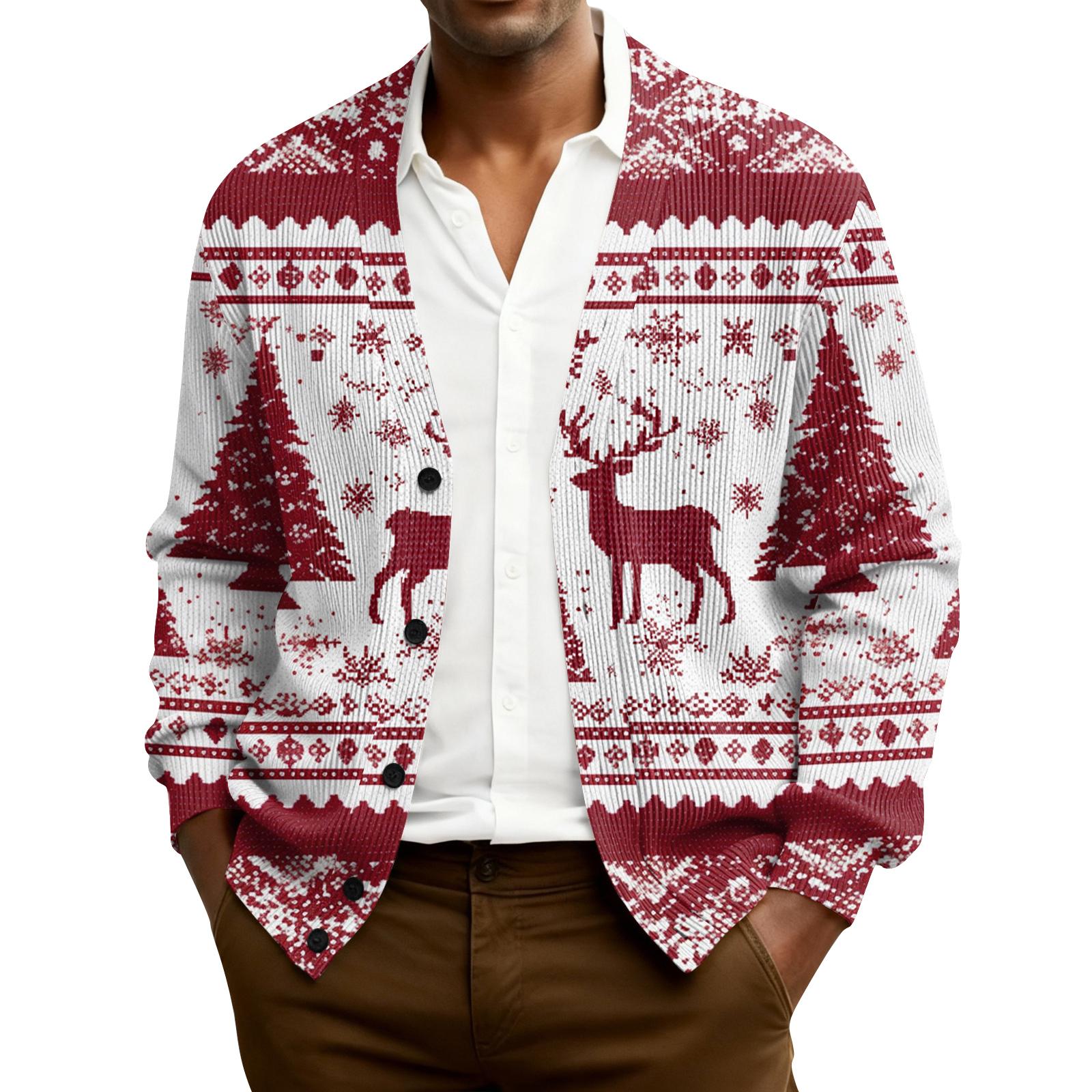 

Мужской кардиган с длинным рукавом, рубчатой вязки XL арбуз красный