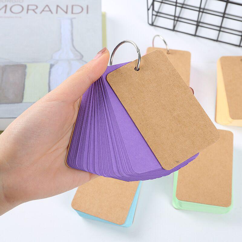 Iron Ring-Bound Blank Message Cards - Hole-Punched, Notepad, Hand-Drawn, Paper Cards for Reading & Writing