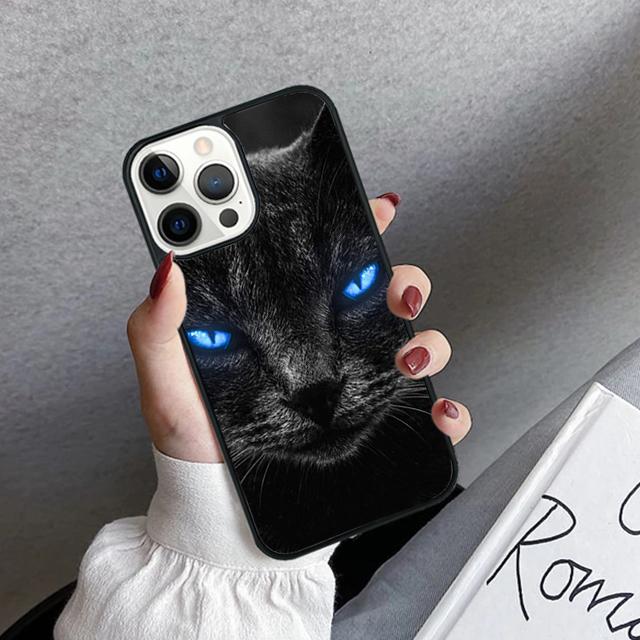 Black Cat Staring Eye Phone Case Cover For iPhone 17 Air 16 15 14 Plus 12 13 Pro Max Coque Shell Fundas