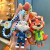 Disney Anime Crazy Zootopia Keychain Cute Judy Nick Key Ring Men's And Women's Bags Pendant Accessories Charm Kids Gift Doll