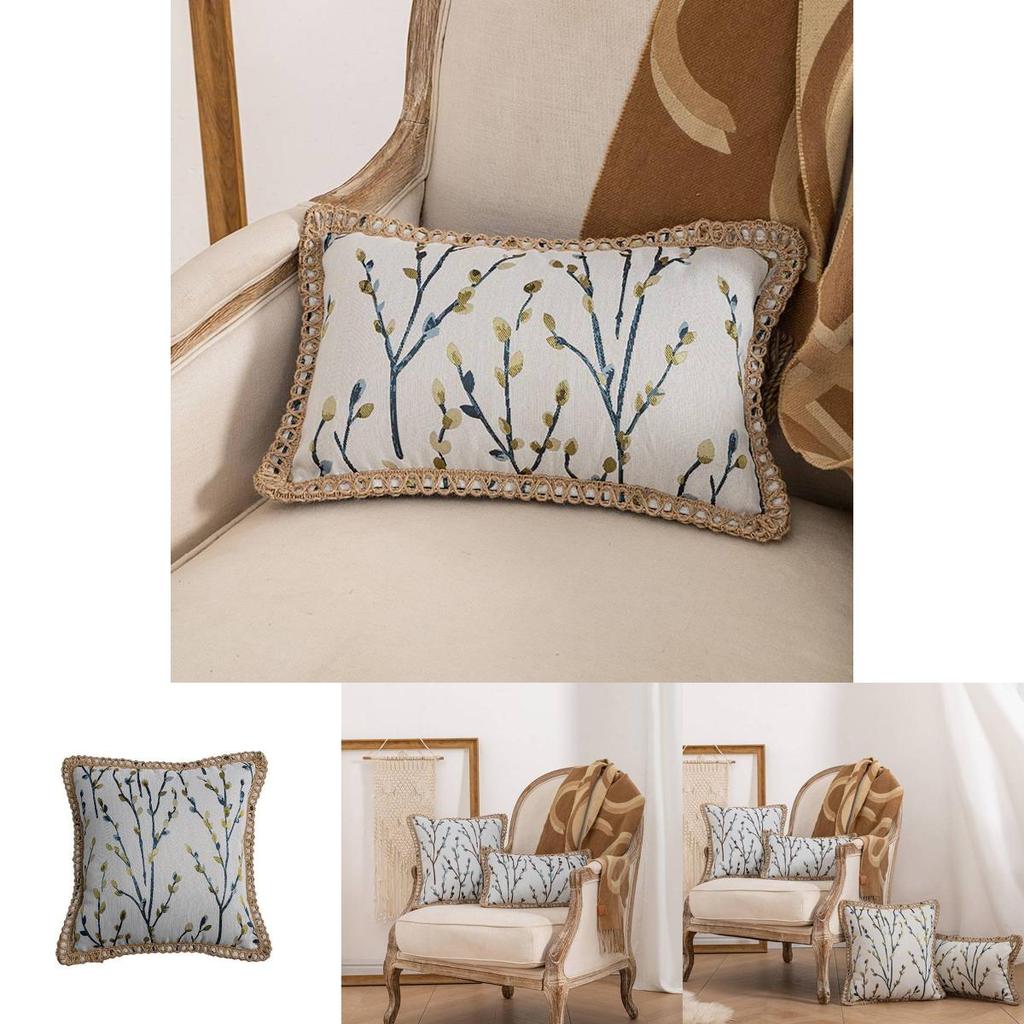 Modern Minimalist Sofa Pillow Cover With Floral Pattern In Polyester Fabric For Living Space