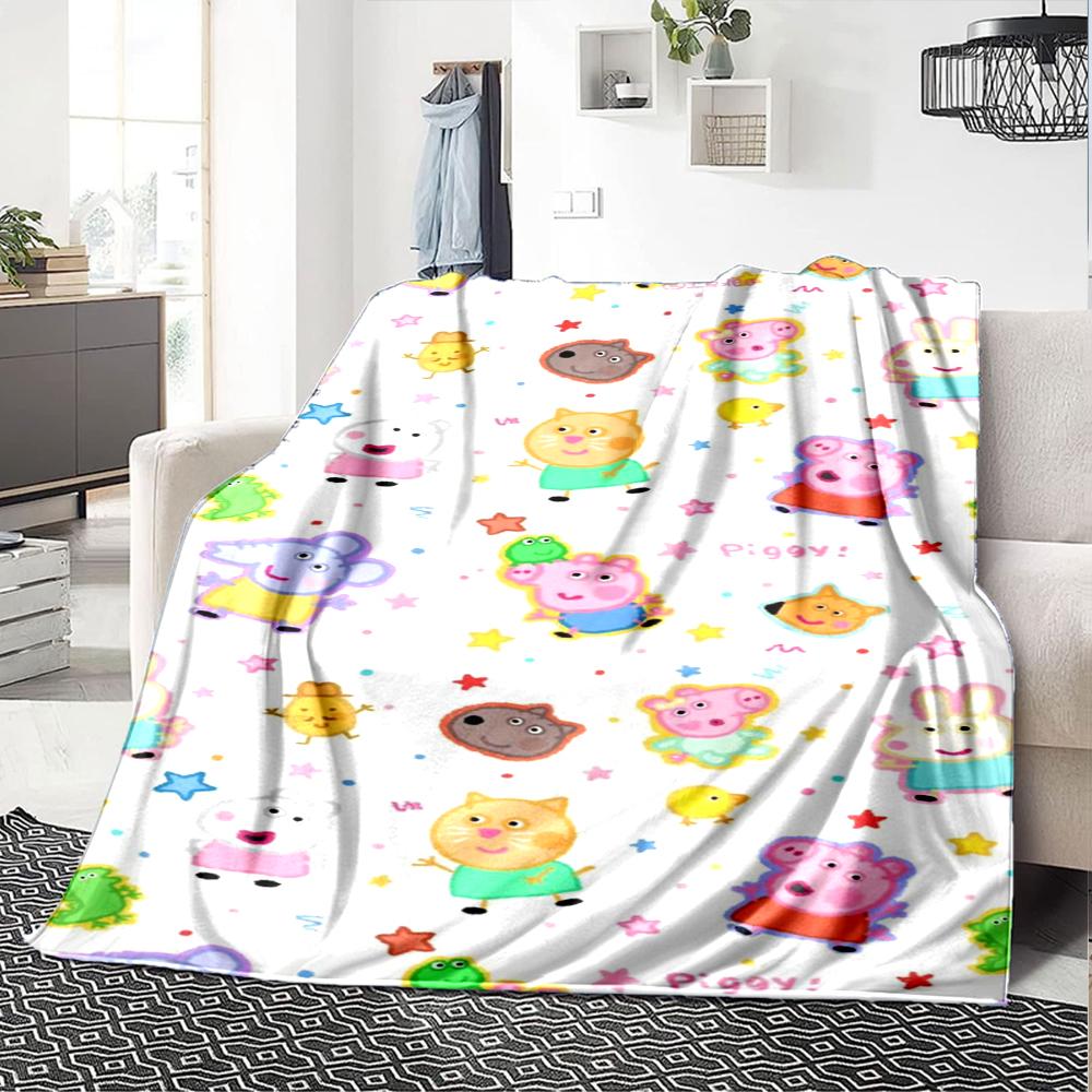 Peppa Pig Theme Printed Blanket - Perfect for Couch, Bed, Travel & Outdoor Use | Machine Washable, Cozy & Durable.