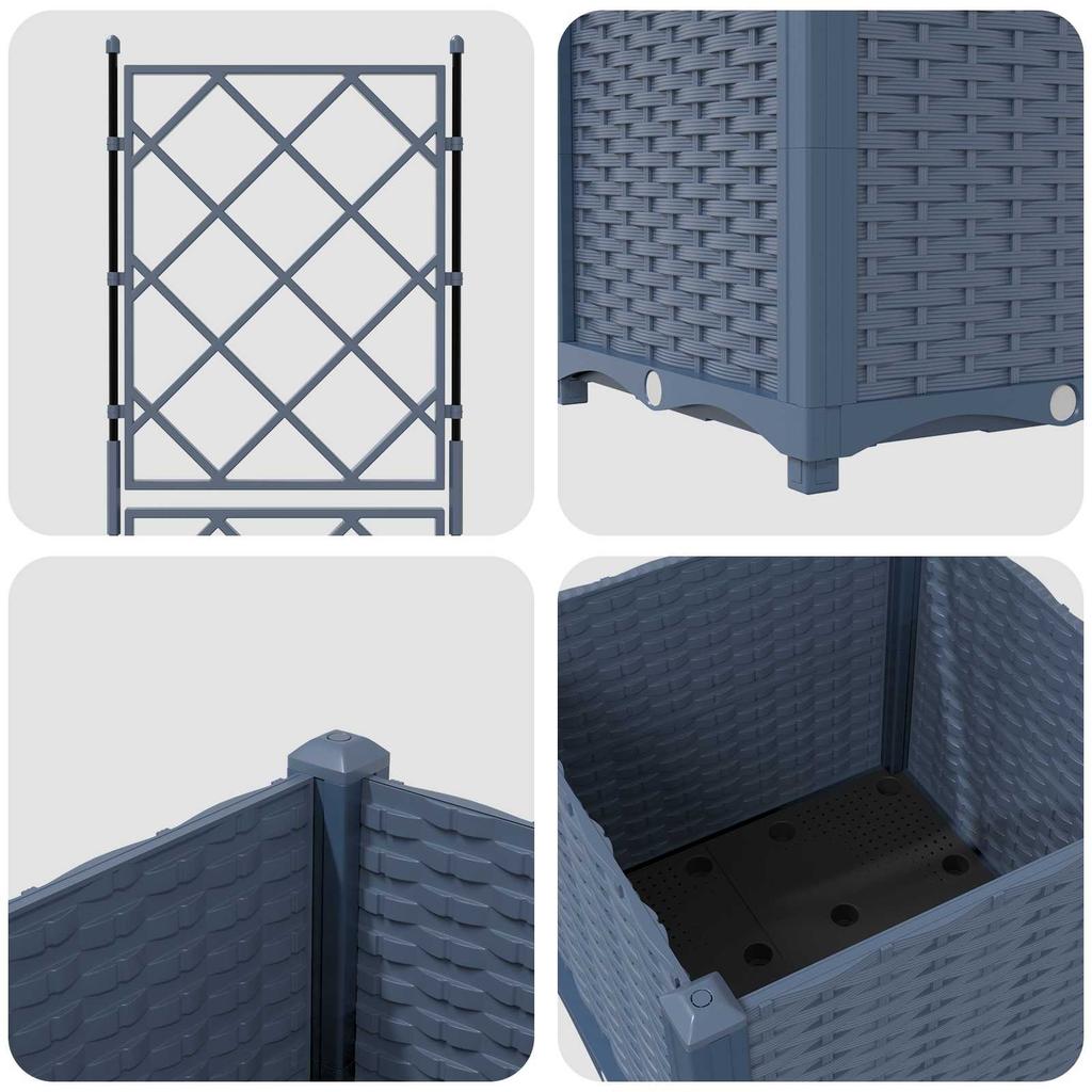 Garden Planter Grey 40 x 40 x 143 cm PP