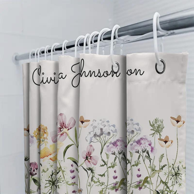 Shower Curtain Personalization For Women Bath Decor Floral Print Home Decoration Gift Idea Bathroom Acce